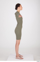  Vanessa Angel dressed green long sleeve dress standing t poses whole body 0007.jpg